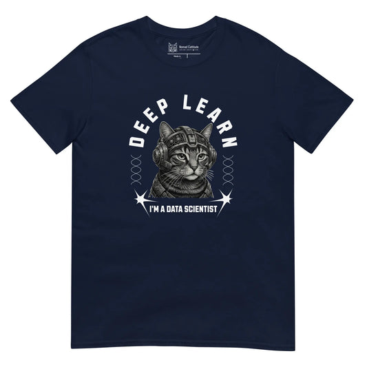 Cat themed graphic tee with data scientist print