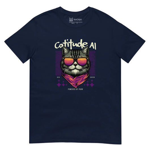 Cat themed graphic tee with cattitude AI print