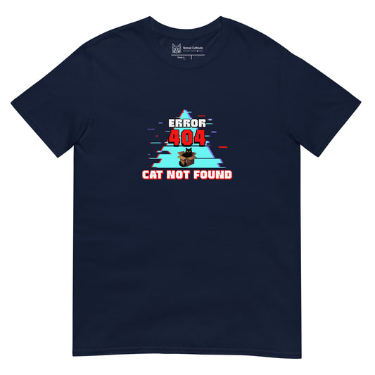 Cat themed graphic tee with error message print