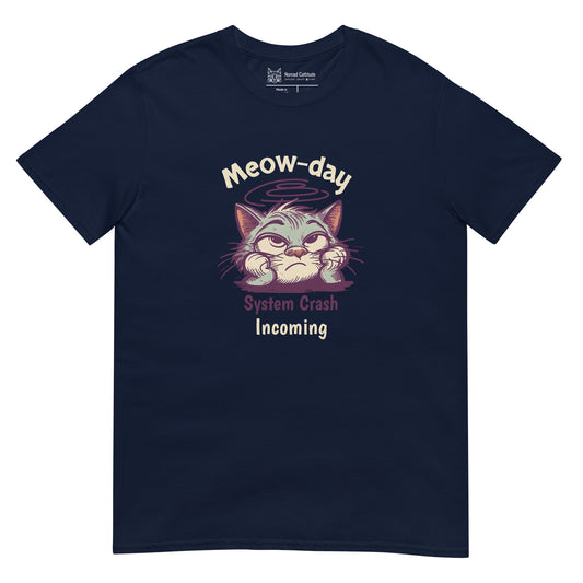 Cat themed graphic tee with error message print