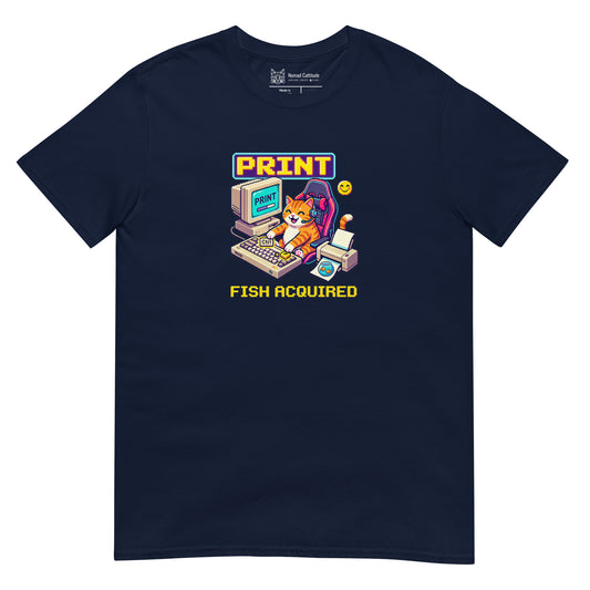 Cat themed graphic tee with funny print