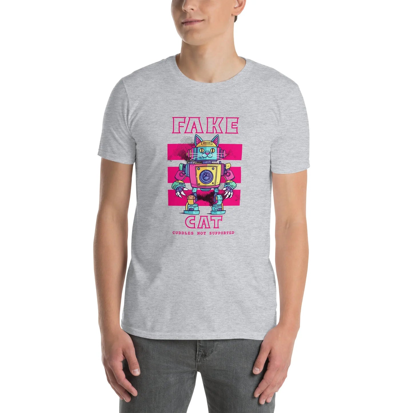 Cat themed graphic tee with fake cat print