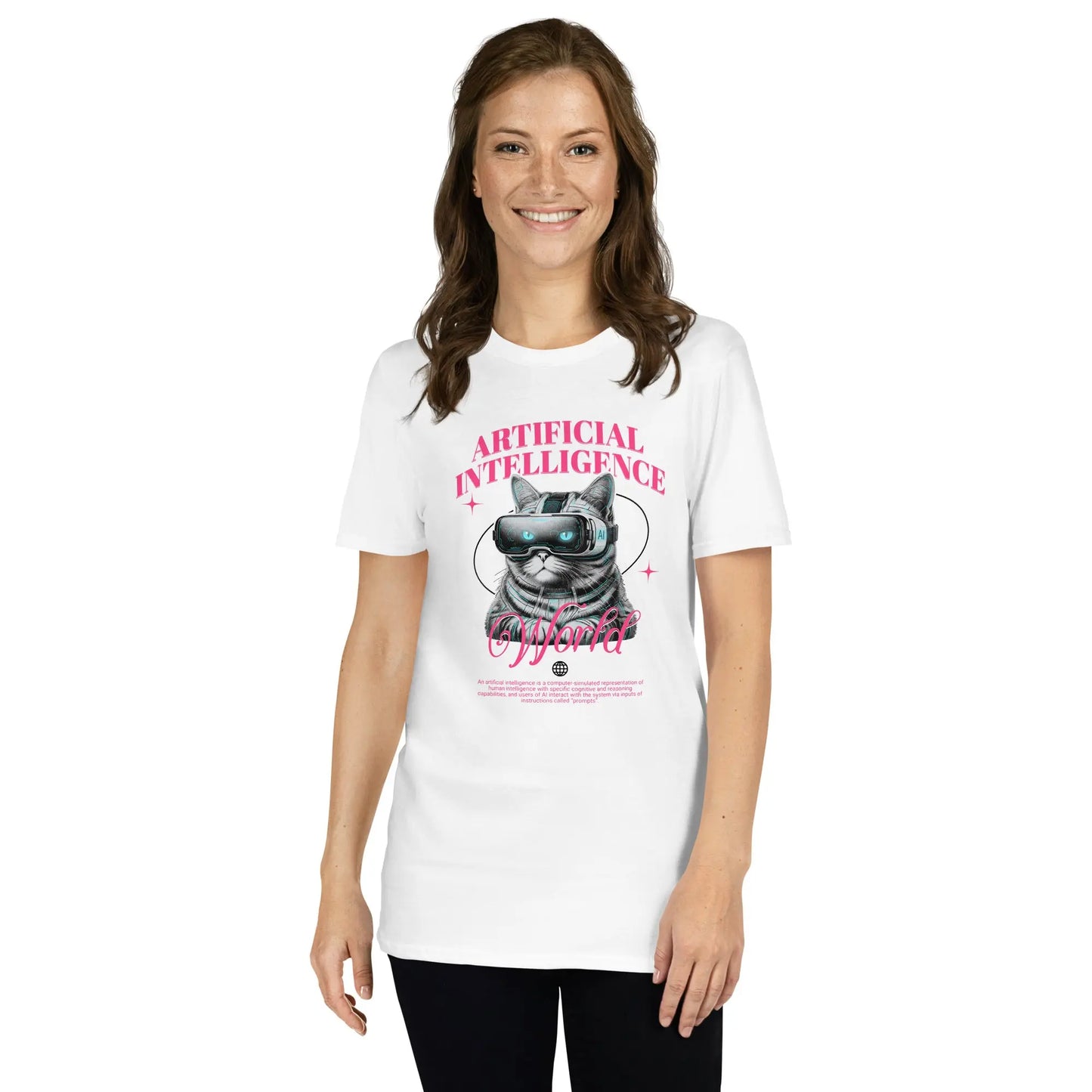 Cat themed graphic tee with AI print