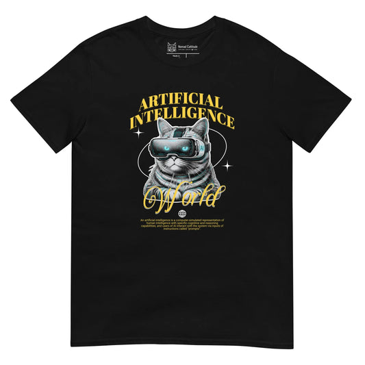 Cat themed graphic tee with AI print