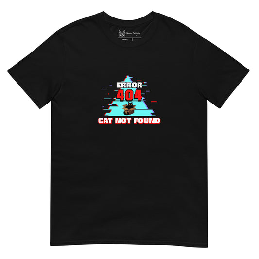 Cat themed graphic tee with error message print