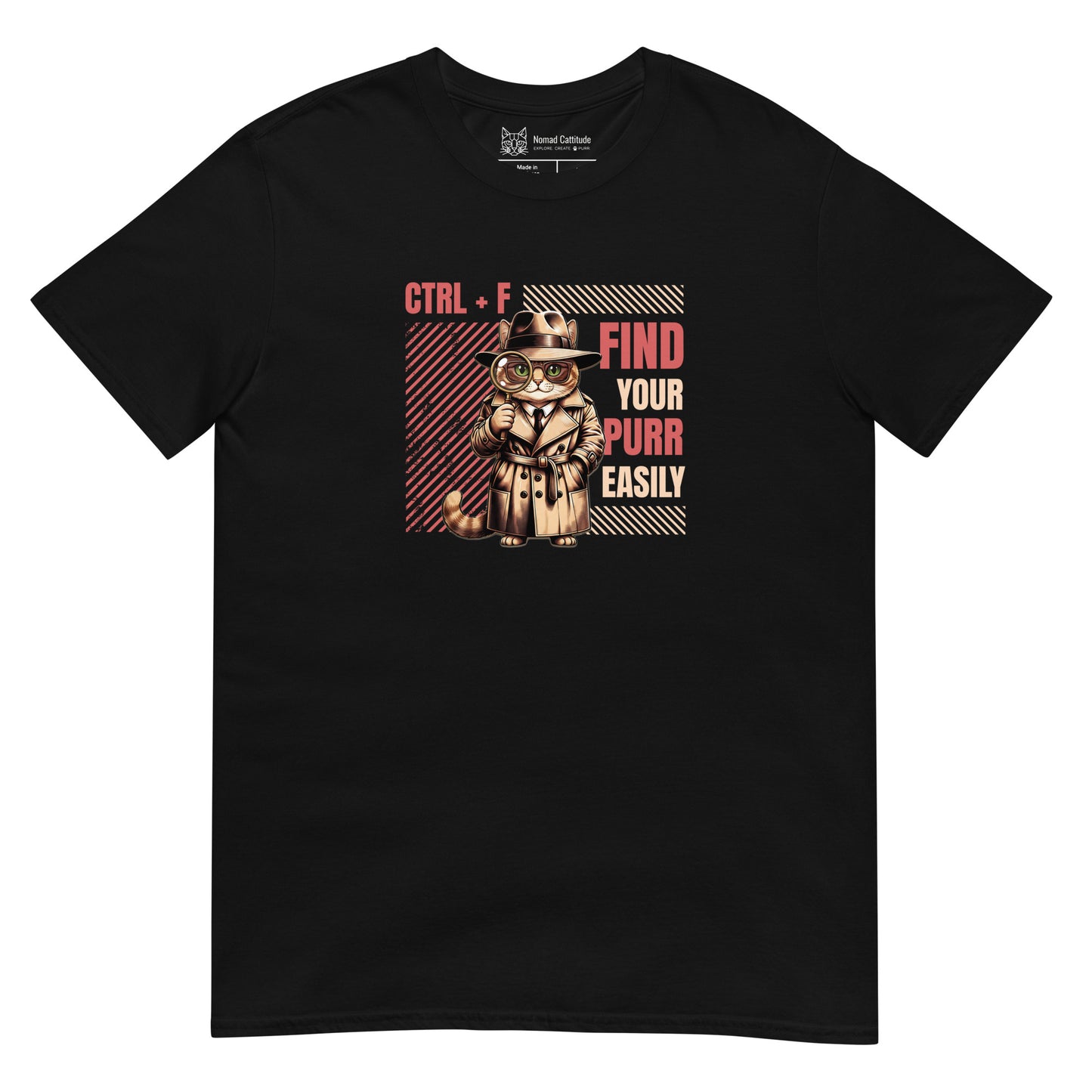 Cat themed graphic tee with funny print