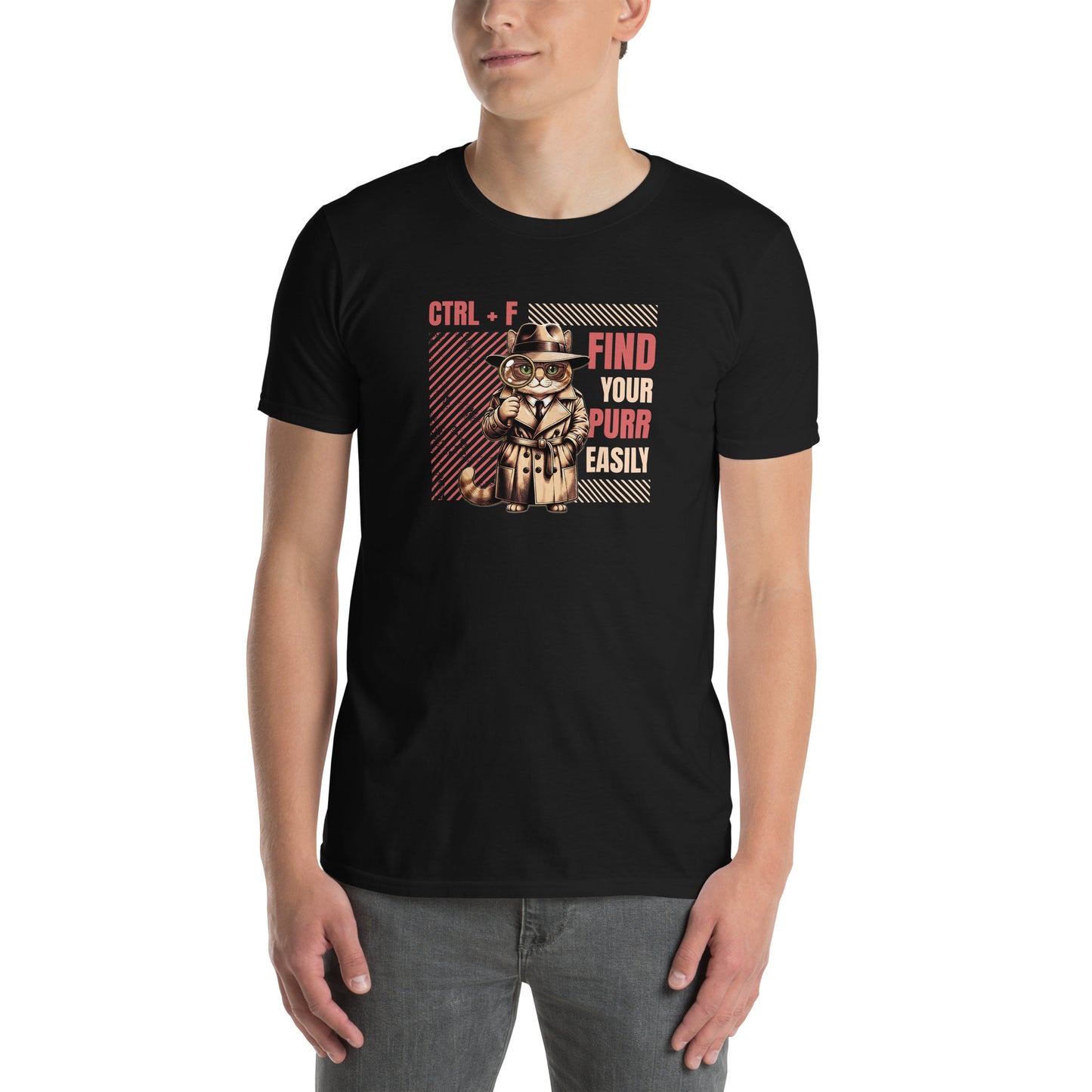 Cat themed graphic tee with funny print