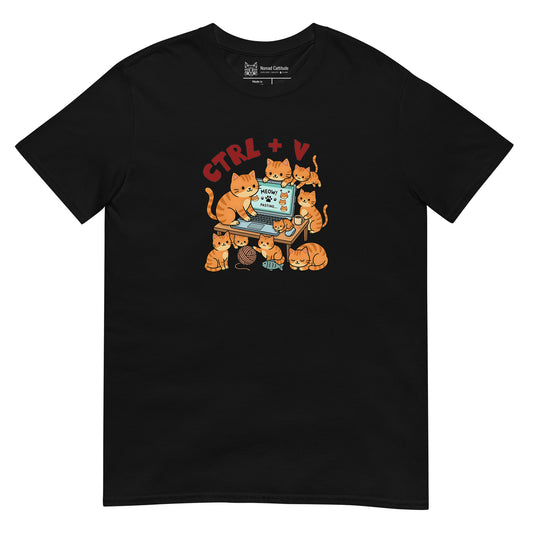 Cat themed graphic tee with funny print