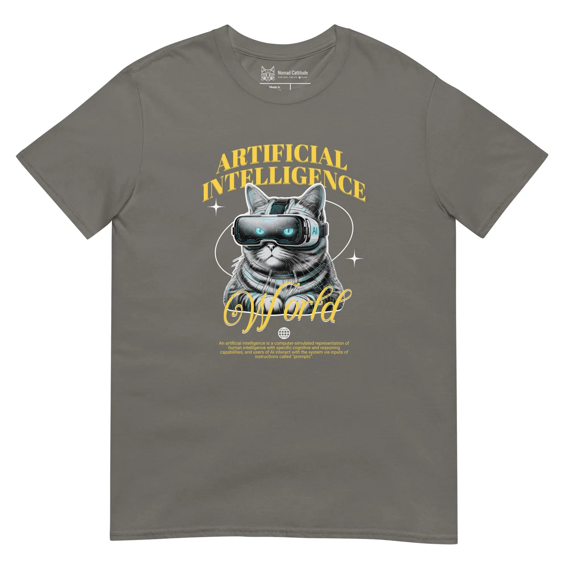 Cat themed graphic tee with AI print