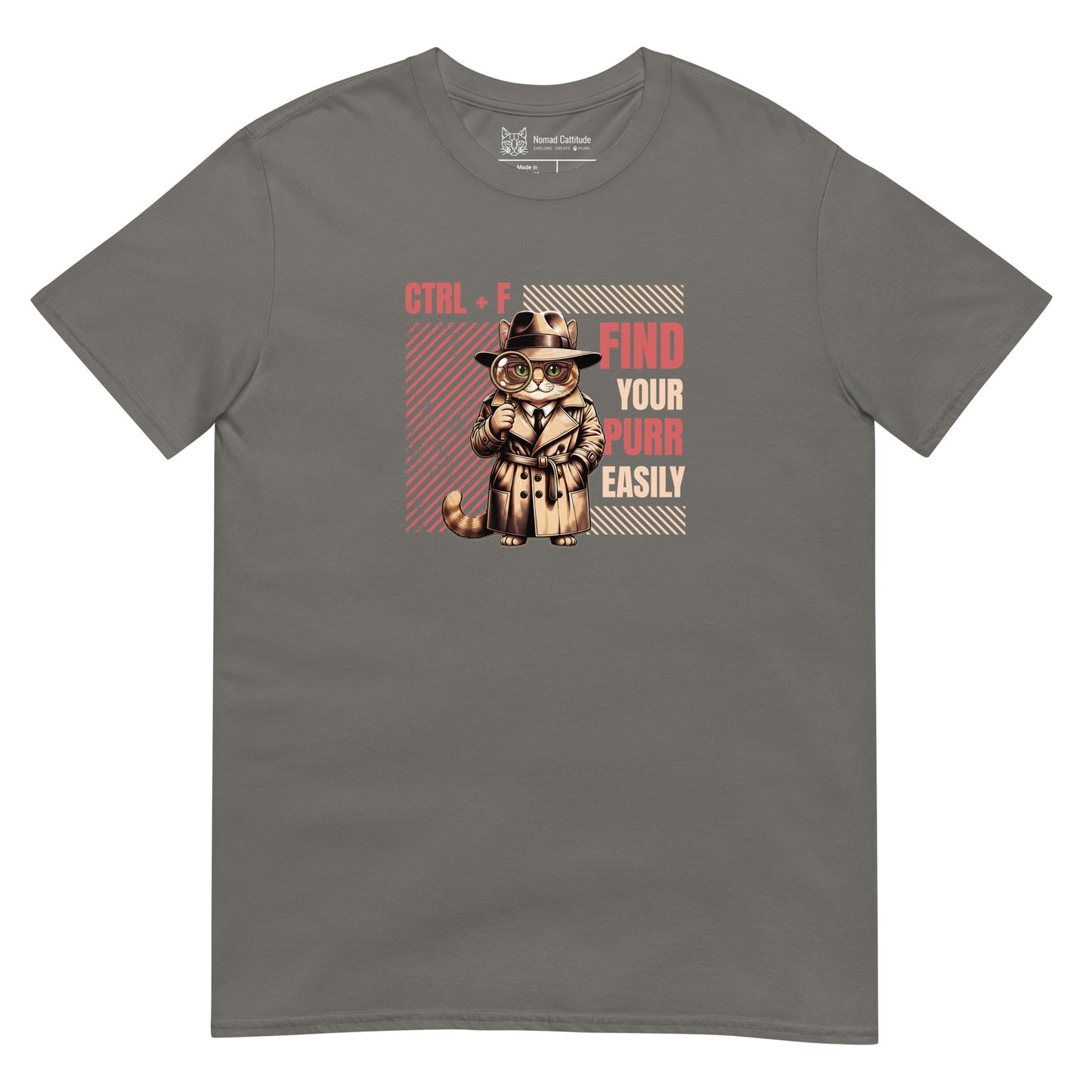 Cat themed graphic tee with funny print