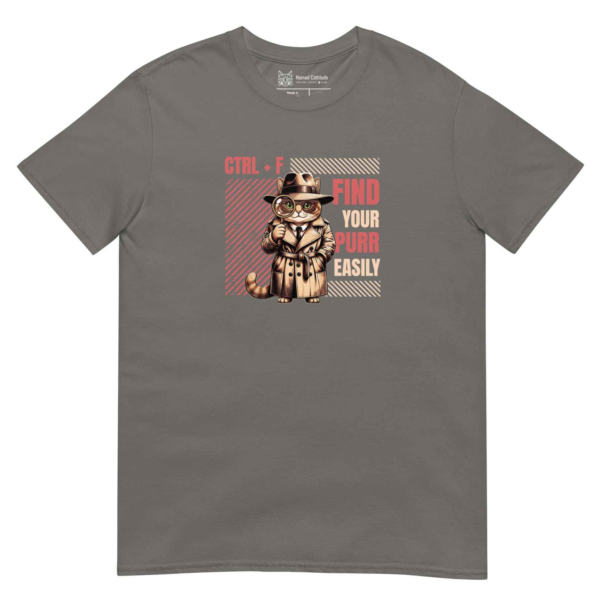 Cat themed graphic tee with funny print