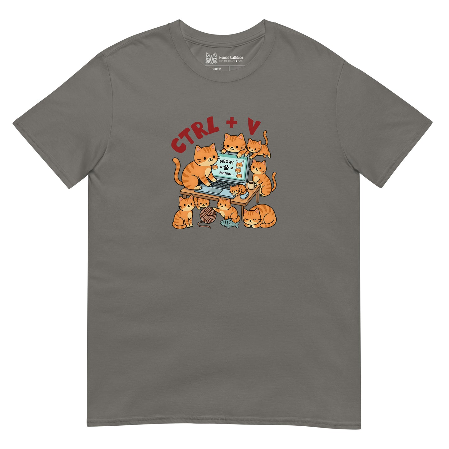 Cat themed graphic tee with funny print