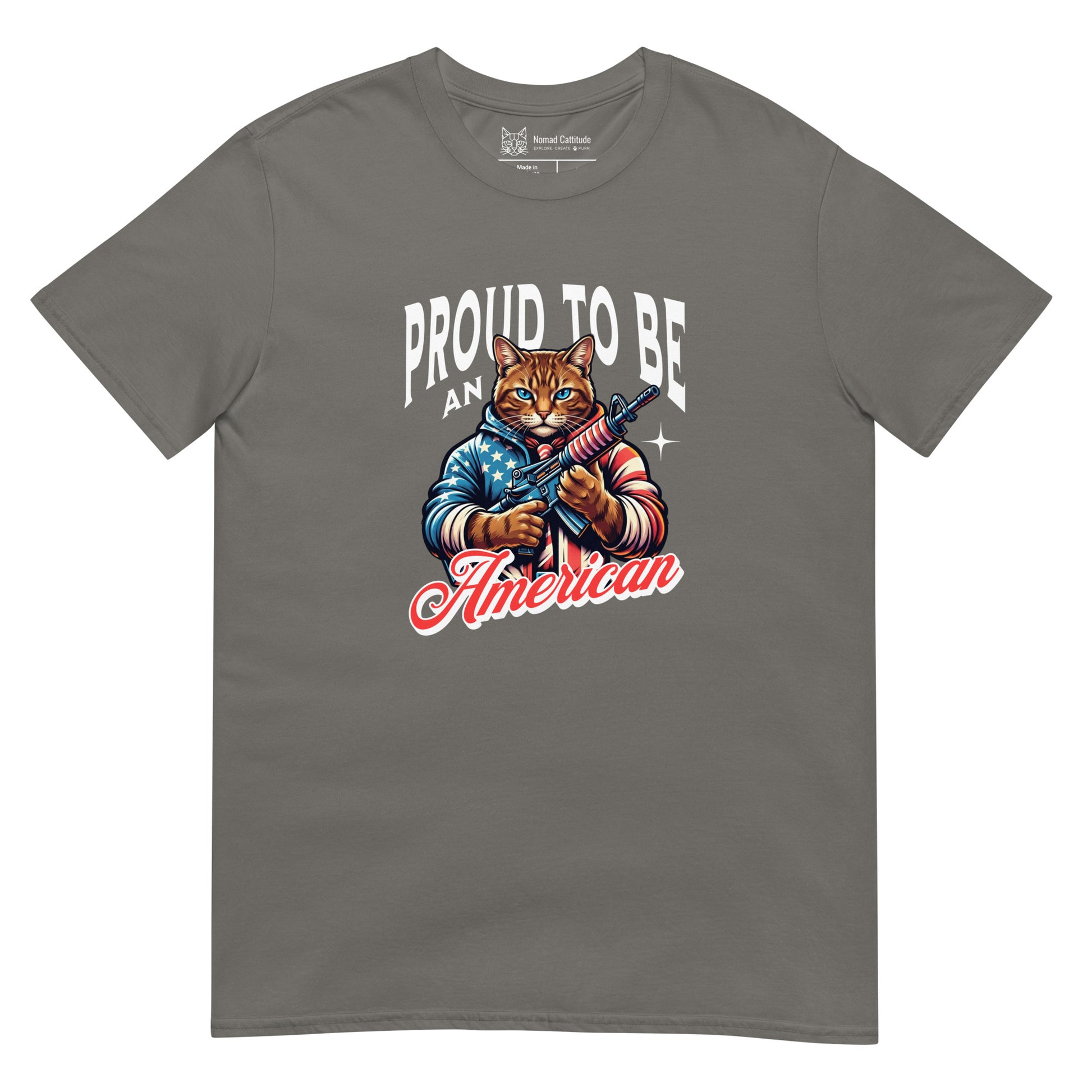Cat in stars and stripes jacket patriotic graphic tee