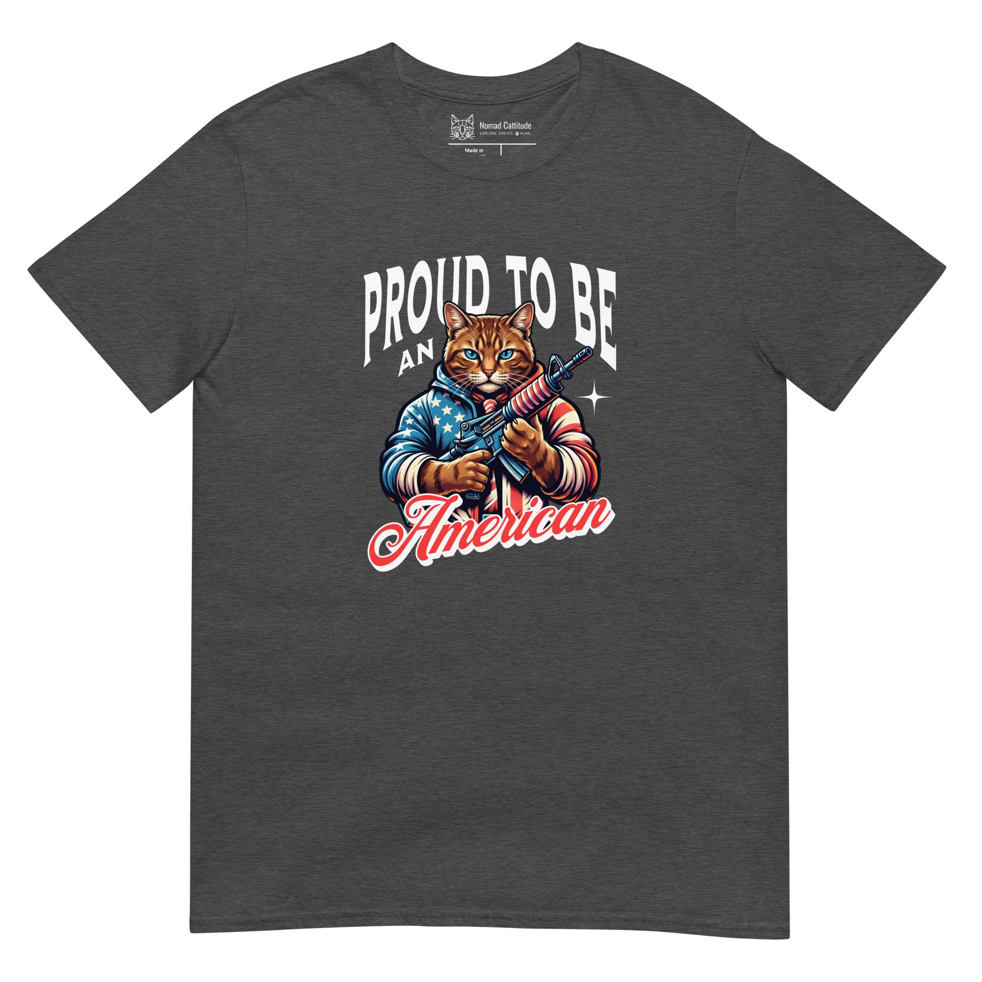 Cat in stars and stripes jacket patriotic graphic tee
