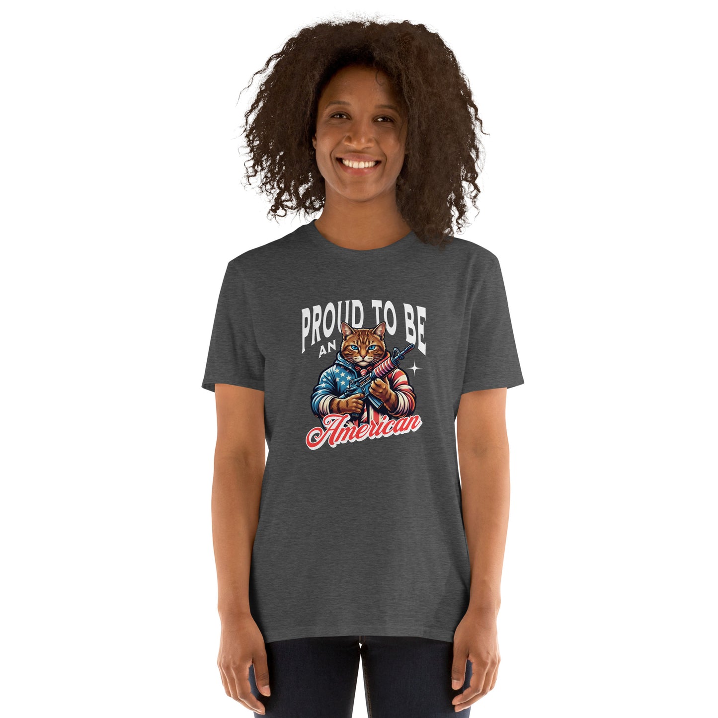Cat in stars and stripes jacket patriotic graphic tee