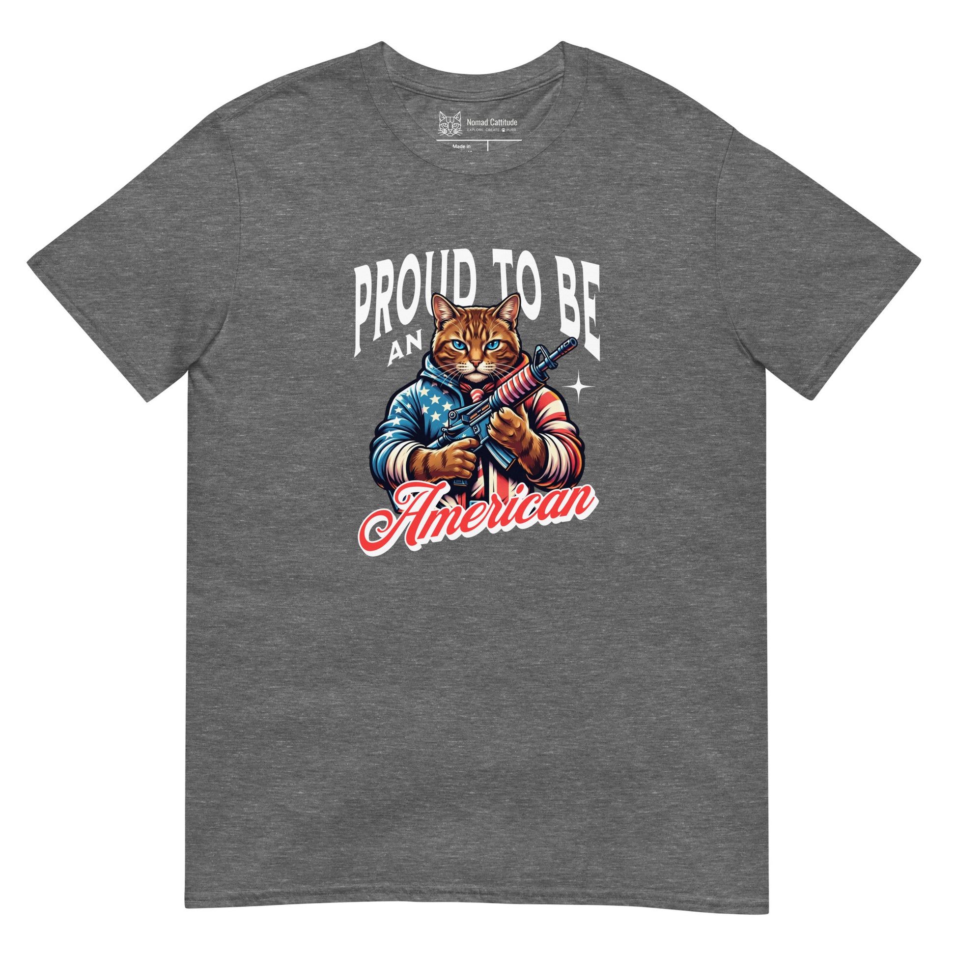 Cat in stars and stripes jacket patriotic graphic tee