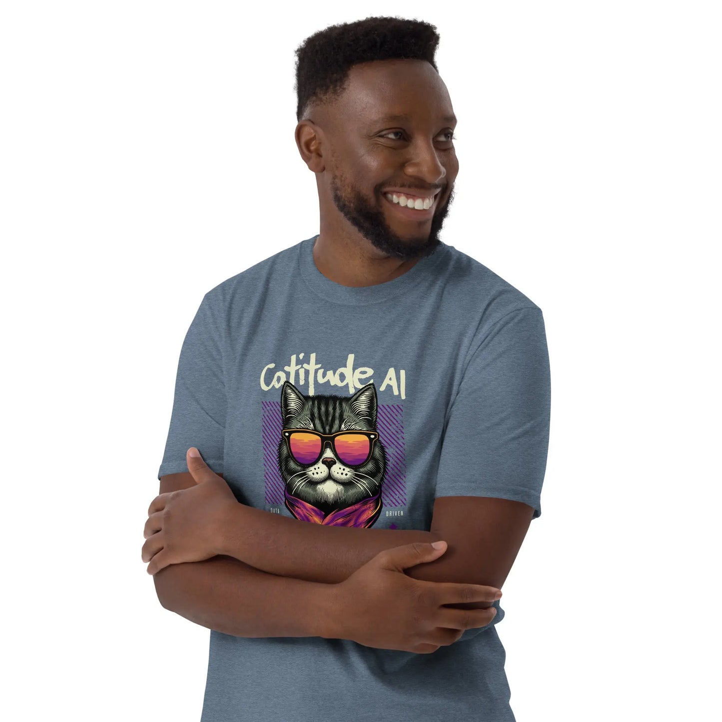 Cat themed graphic tee with cattitude AI print