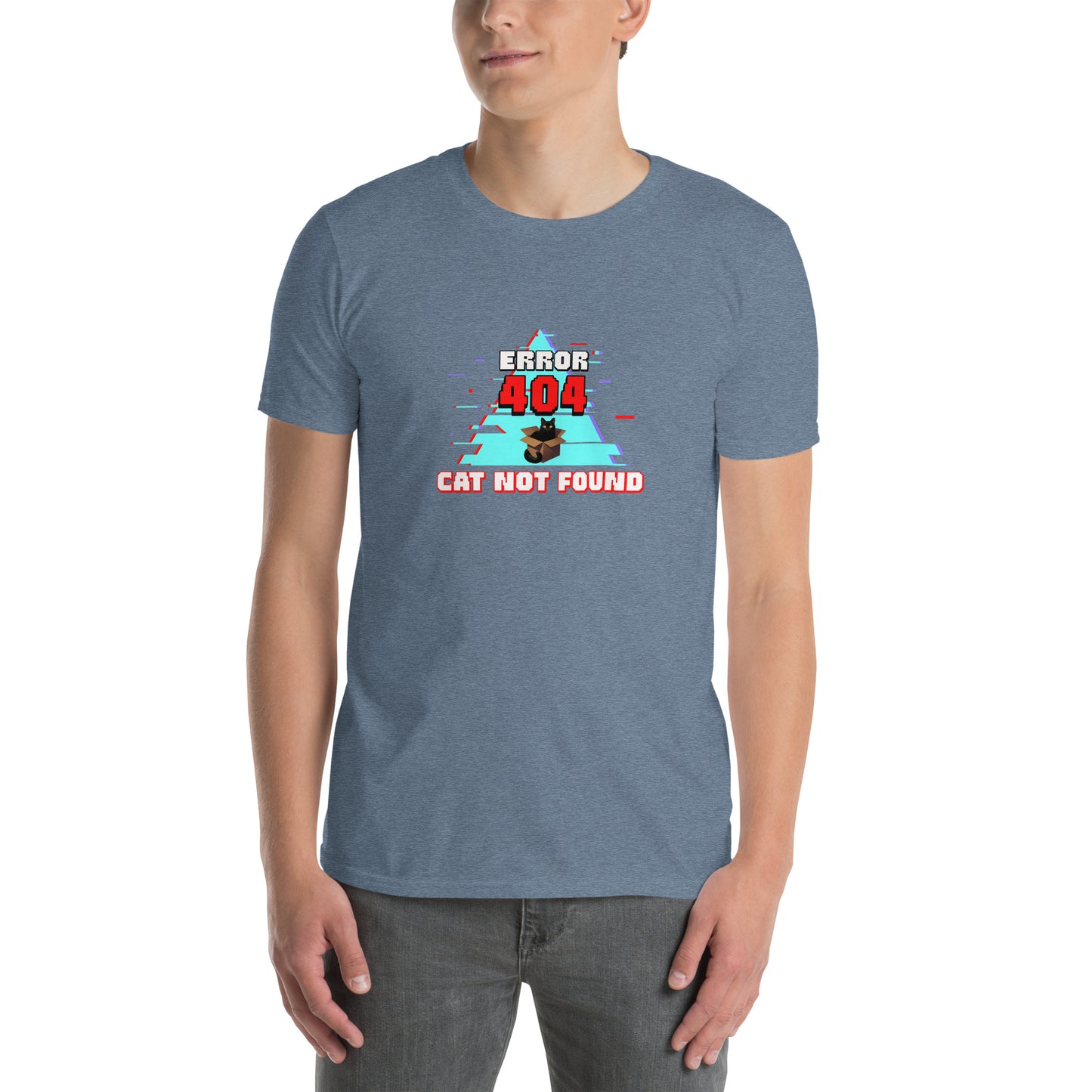 Cat themed graphic tee with error message print