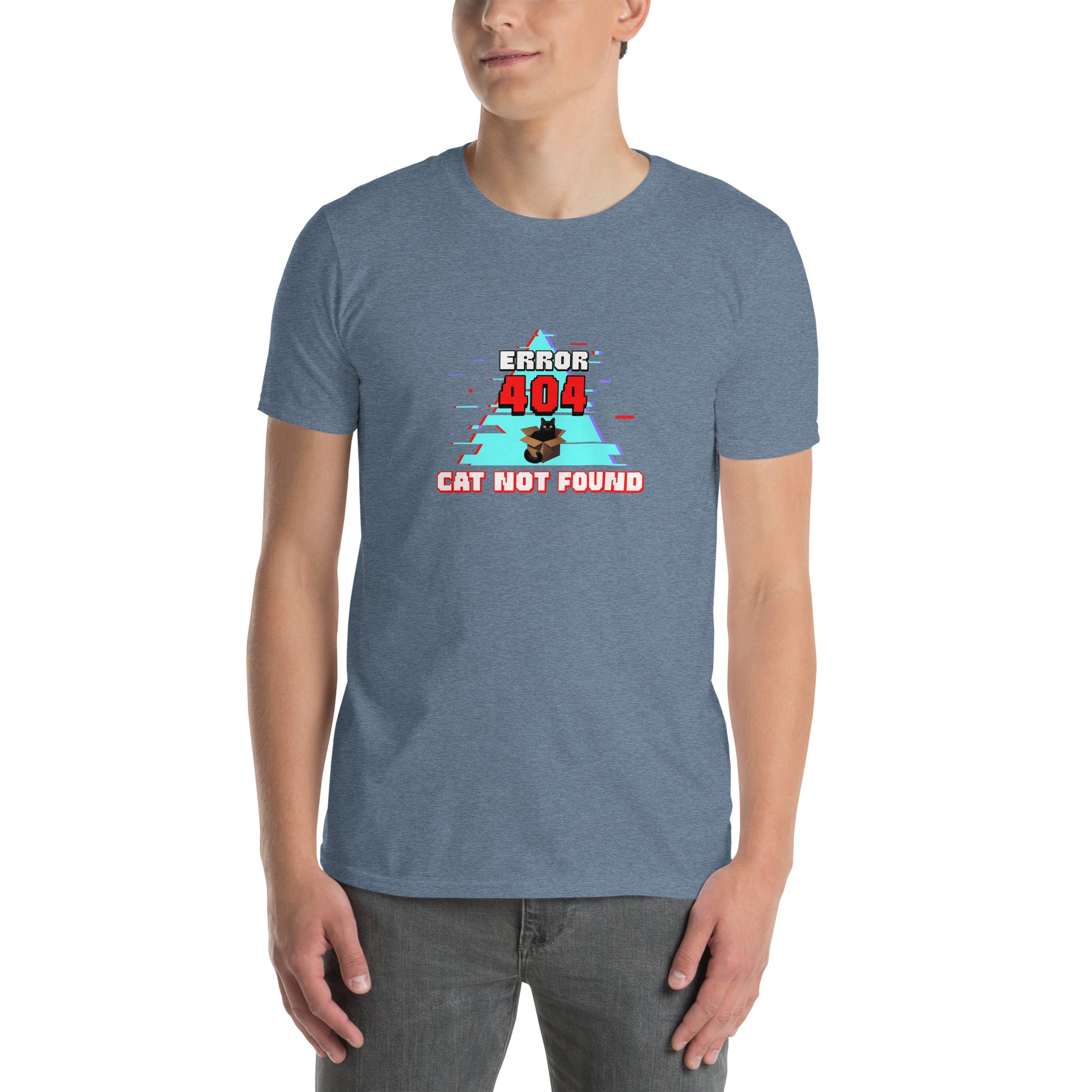 Cat themed graphic tee with error message print