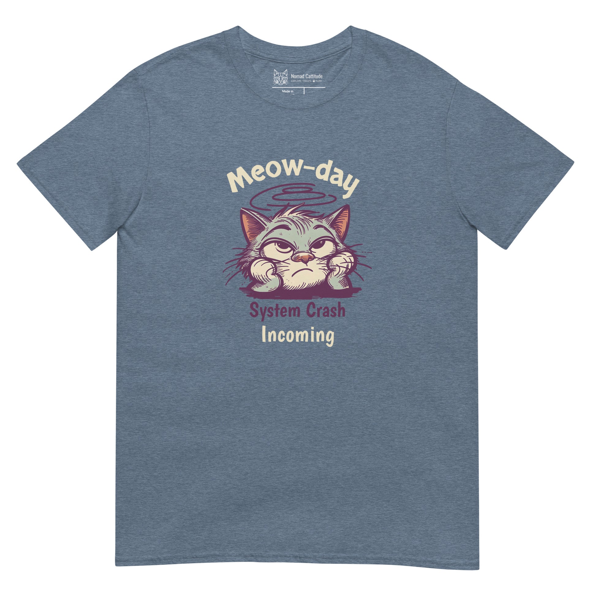 Cat themed graphic tee with error message print
