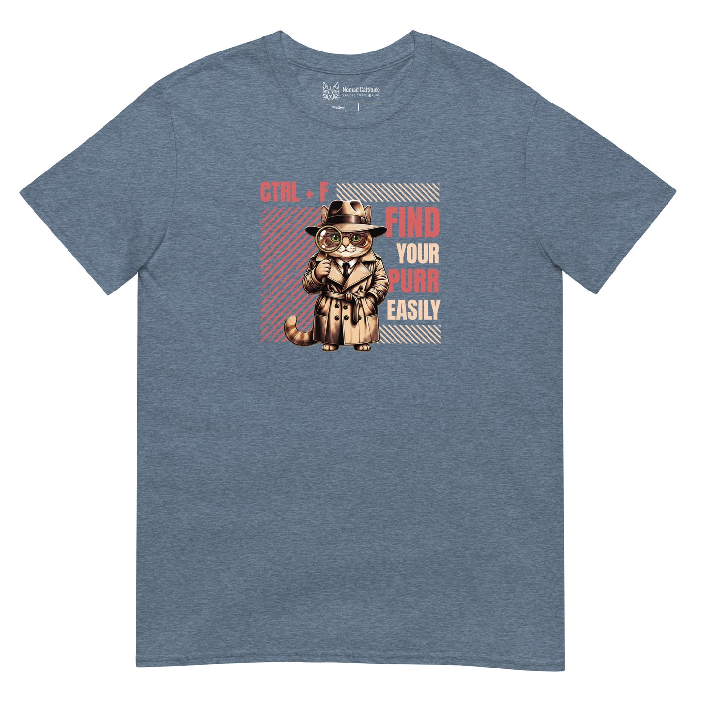 Cat themed graphic tee with funny print