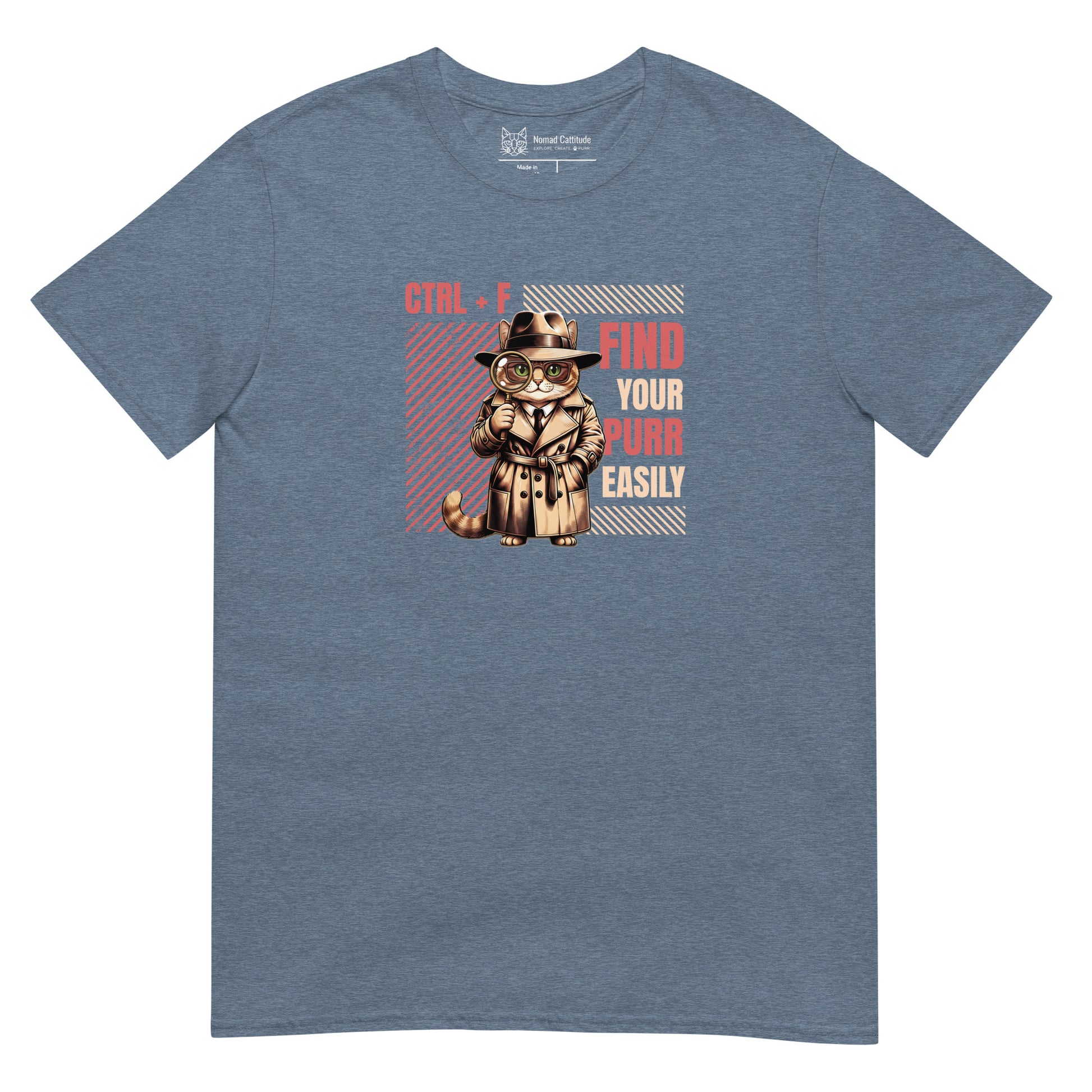 Cat themed graphic tee with funny print