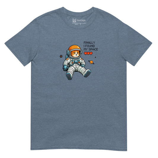 Cat themed graphic tee with space print