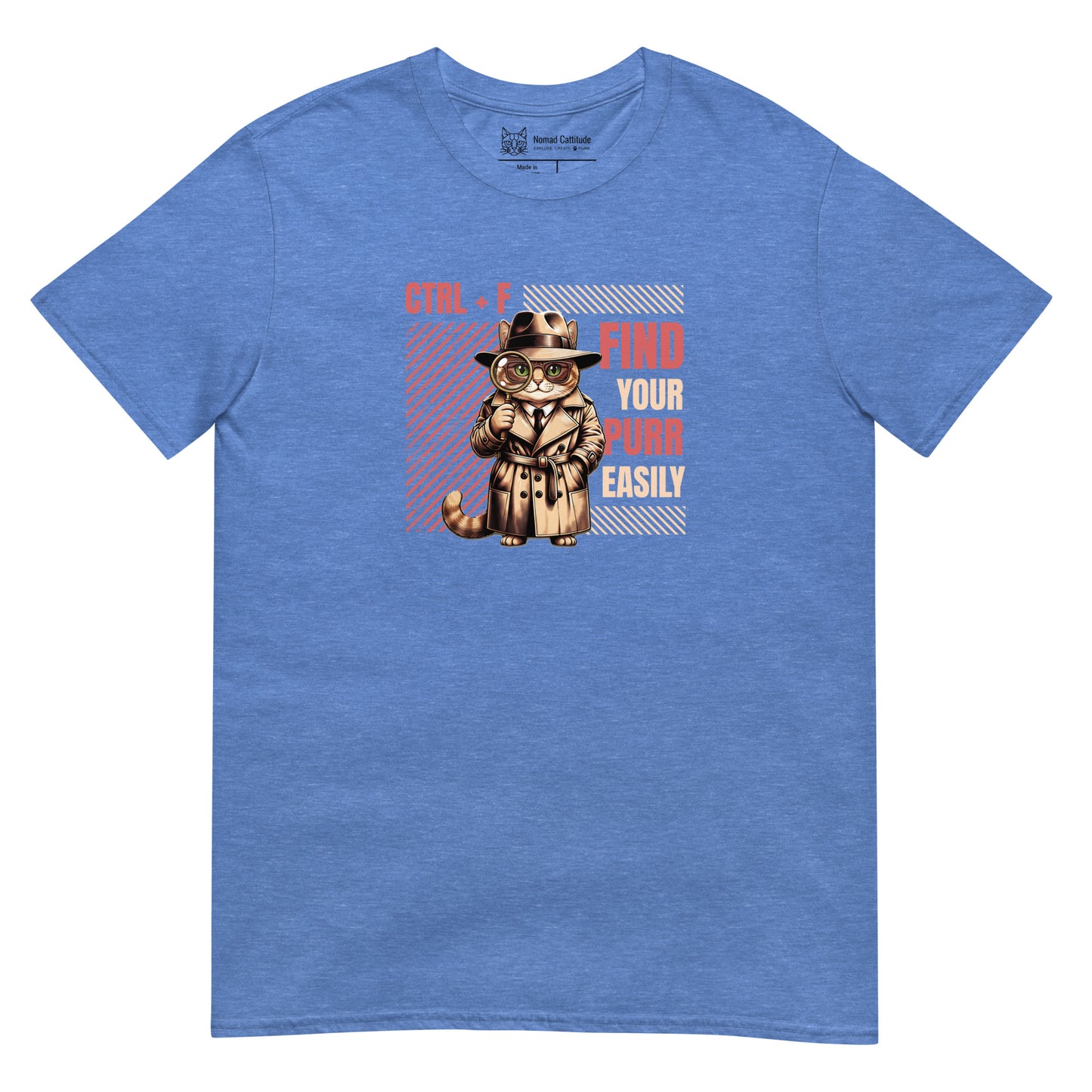 Cat themed graphic tee with funny print