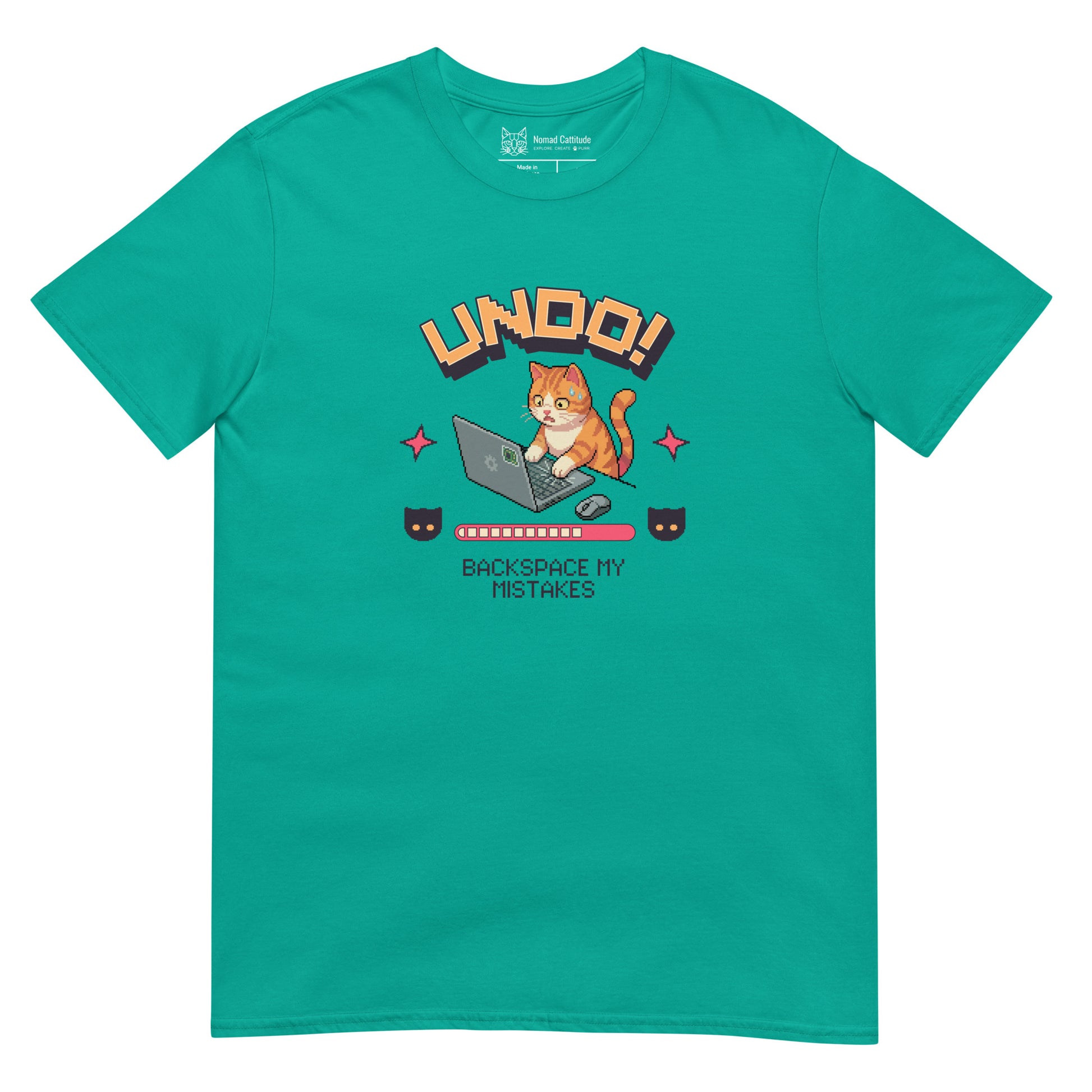 Cat themed graphic tee with funny print