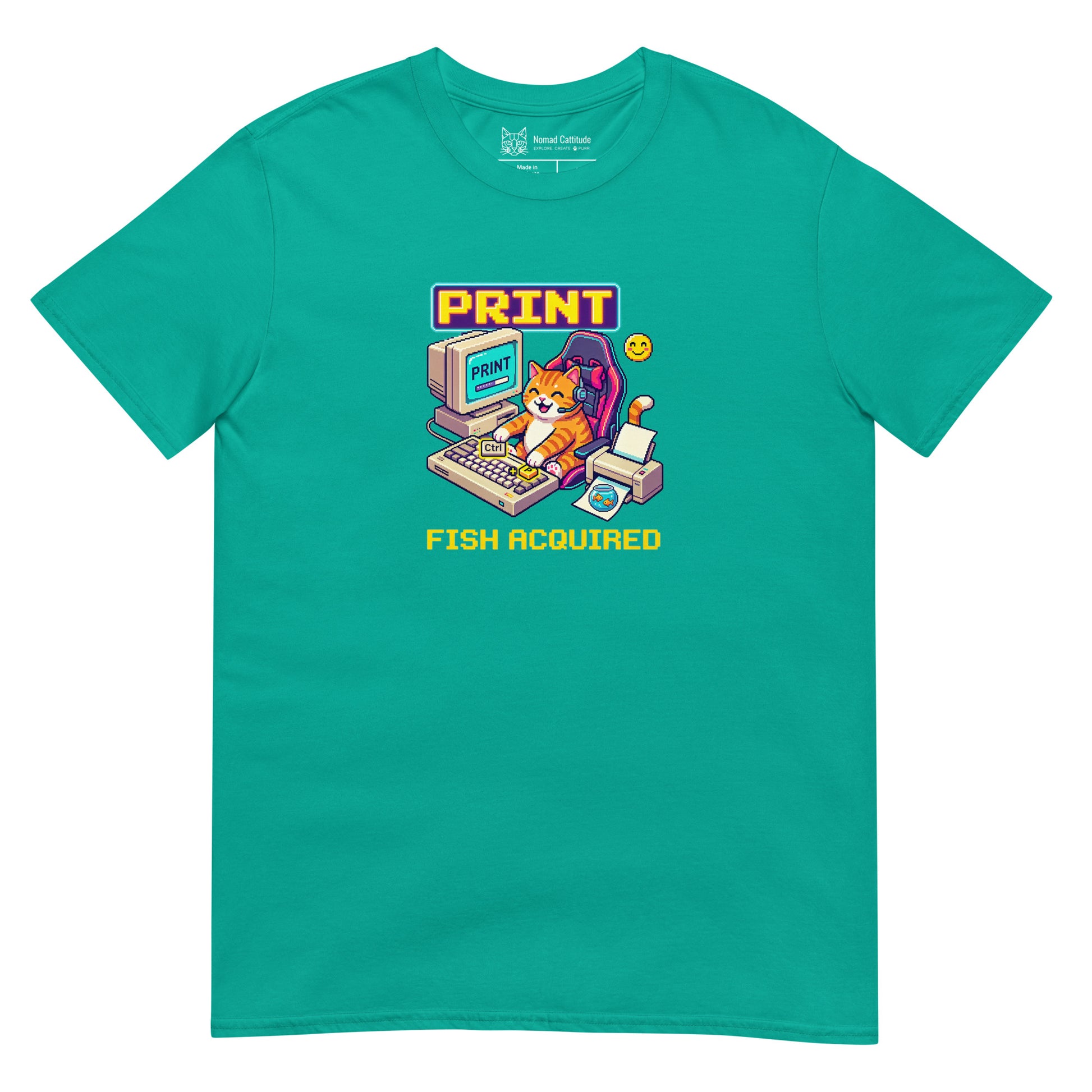Cat themed graphic tee with funny print