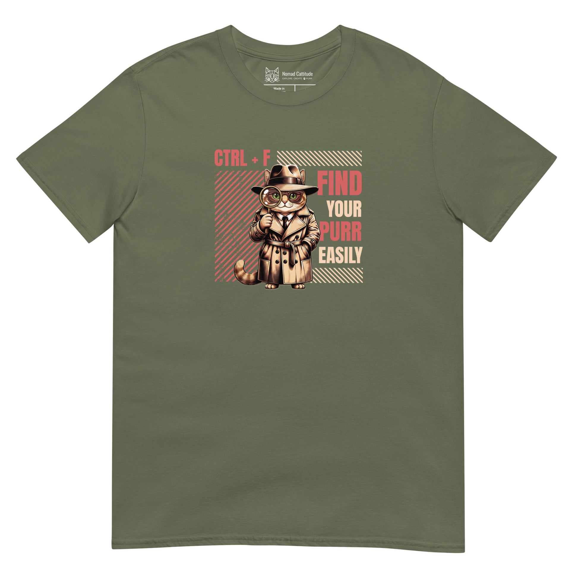 Cat themed graphic tee with funny print