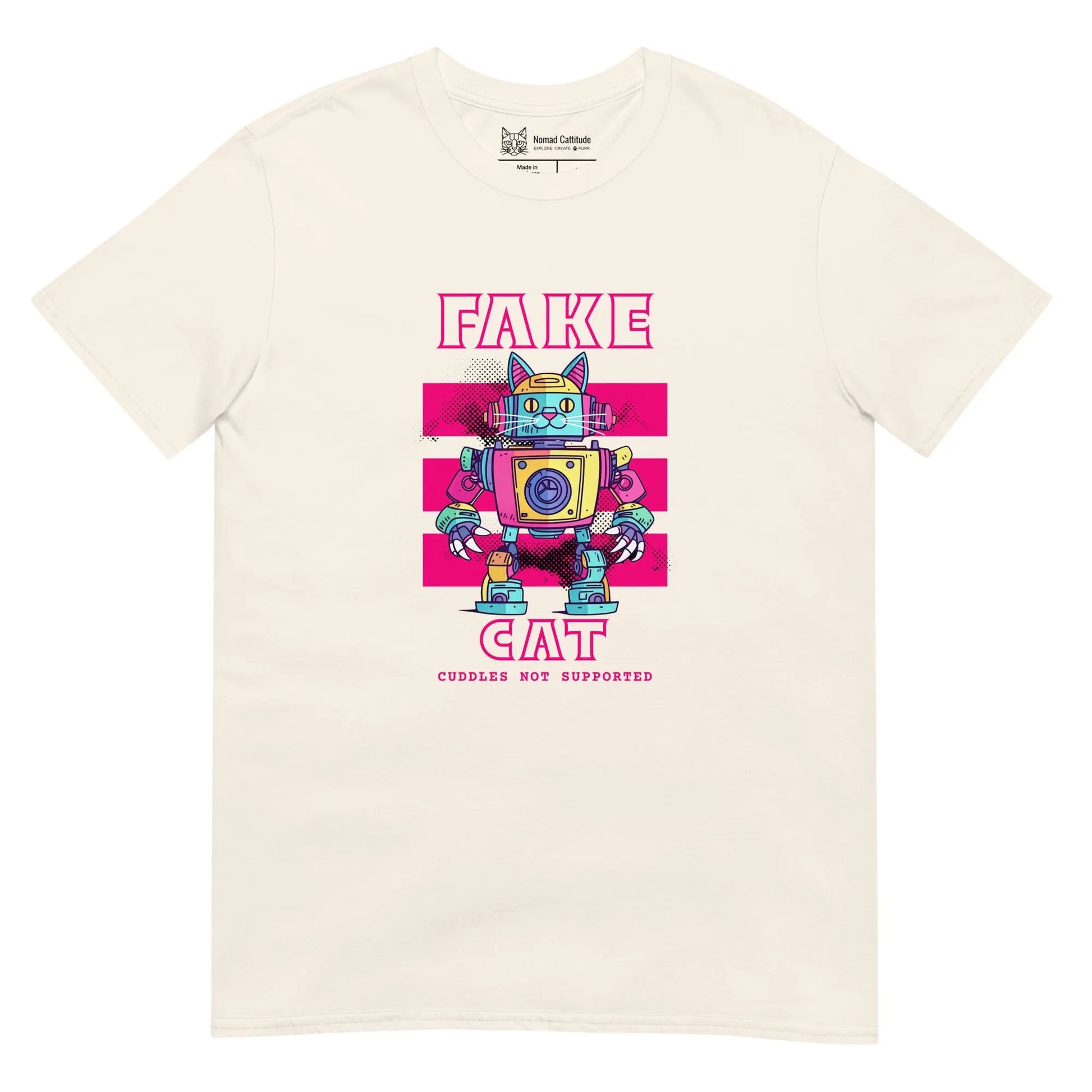 Cat themed graphic tee with fake cat print