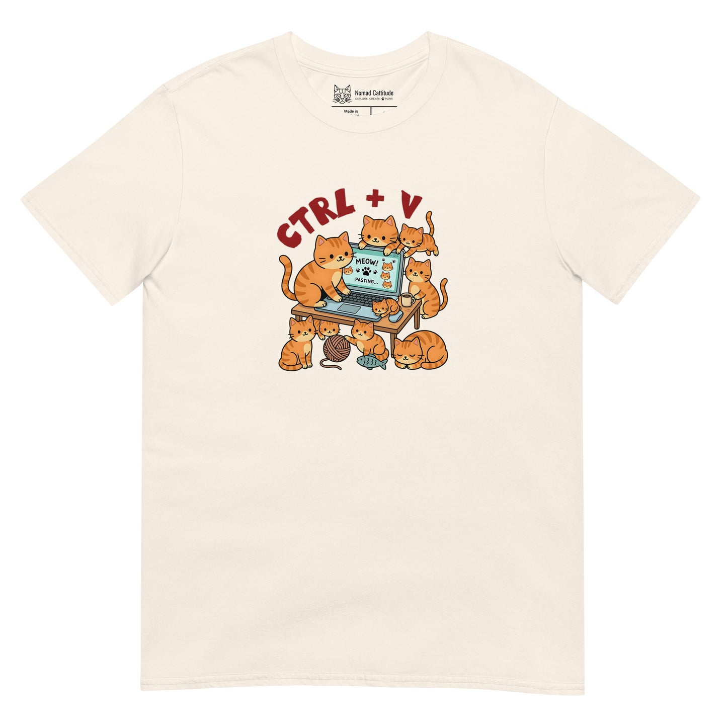 Cat themed graphic tee with funny print