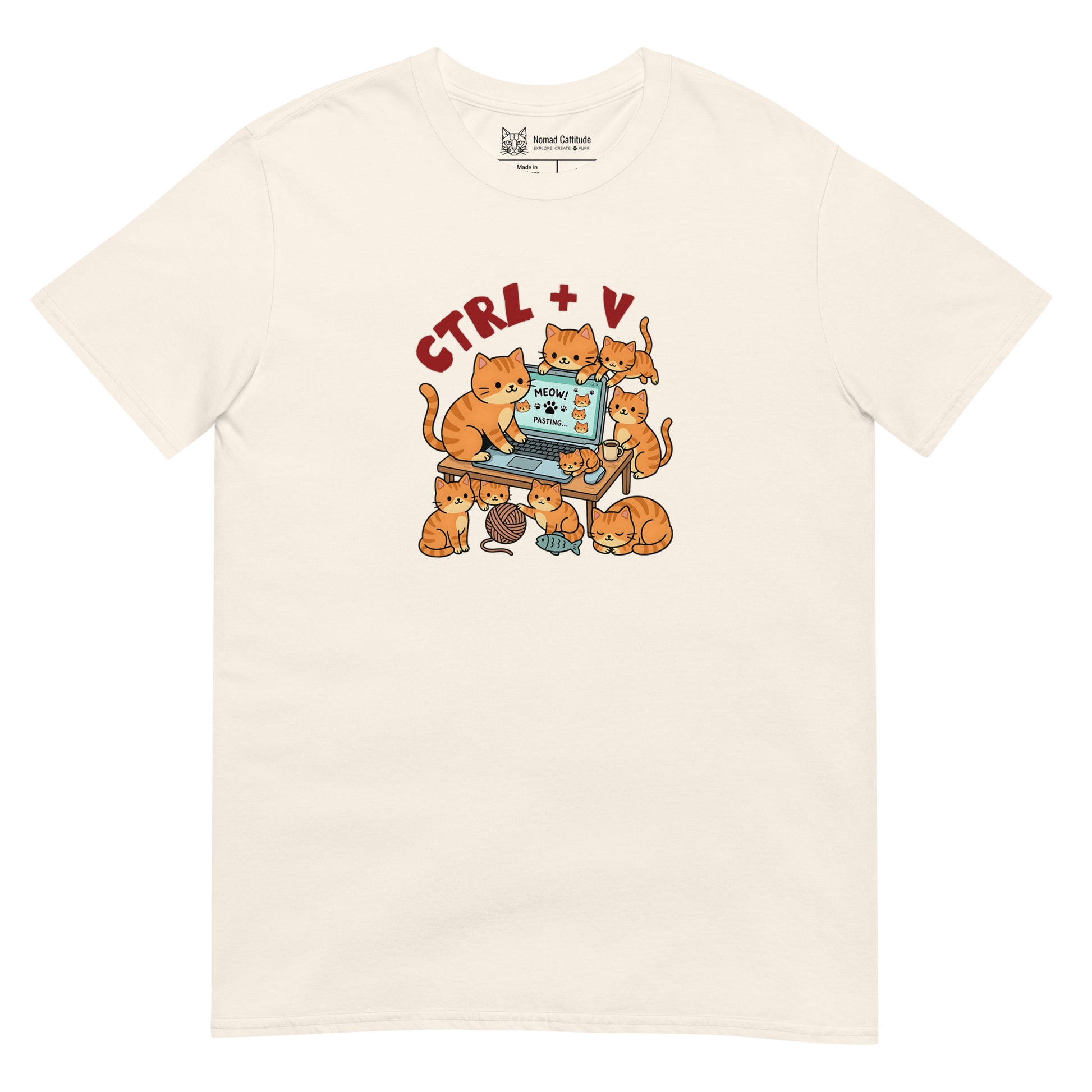 Cat themed graphic tee with funny print