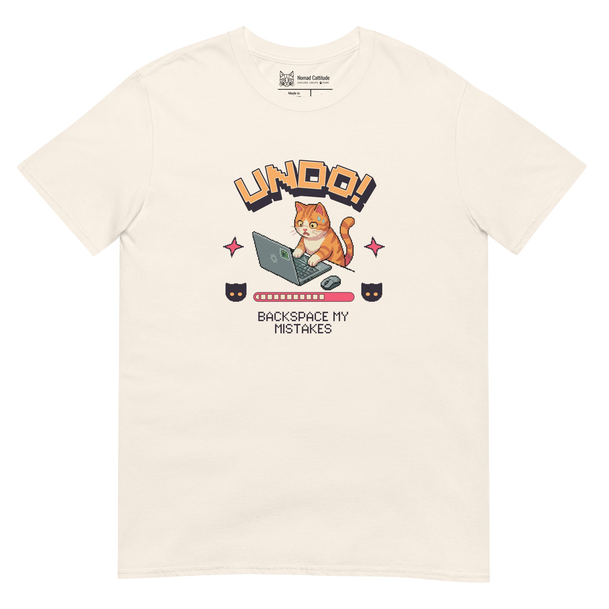 Cat themed graphic tee with funny print