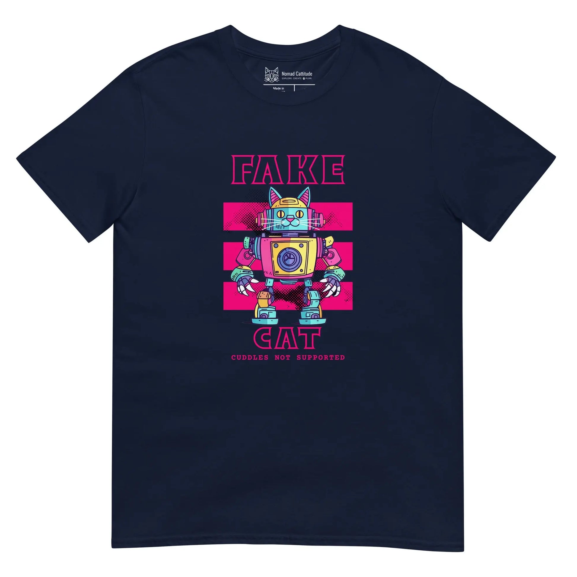 Cat themed graphic tee with fake cat print