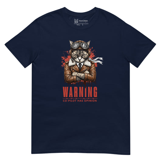 Cat themed graphic tee with copilot print
