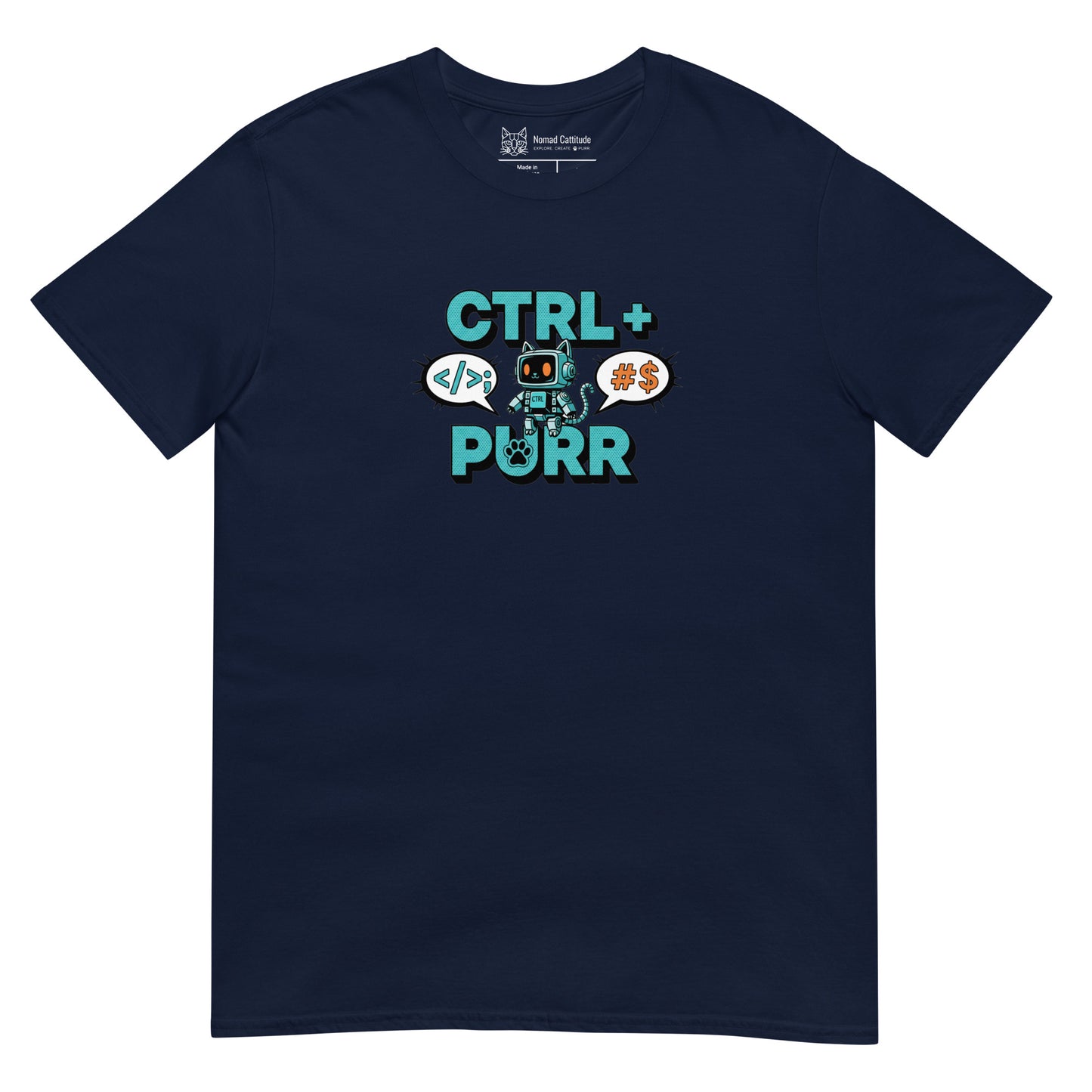 Cat themed graphic tee with funny print