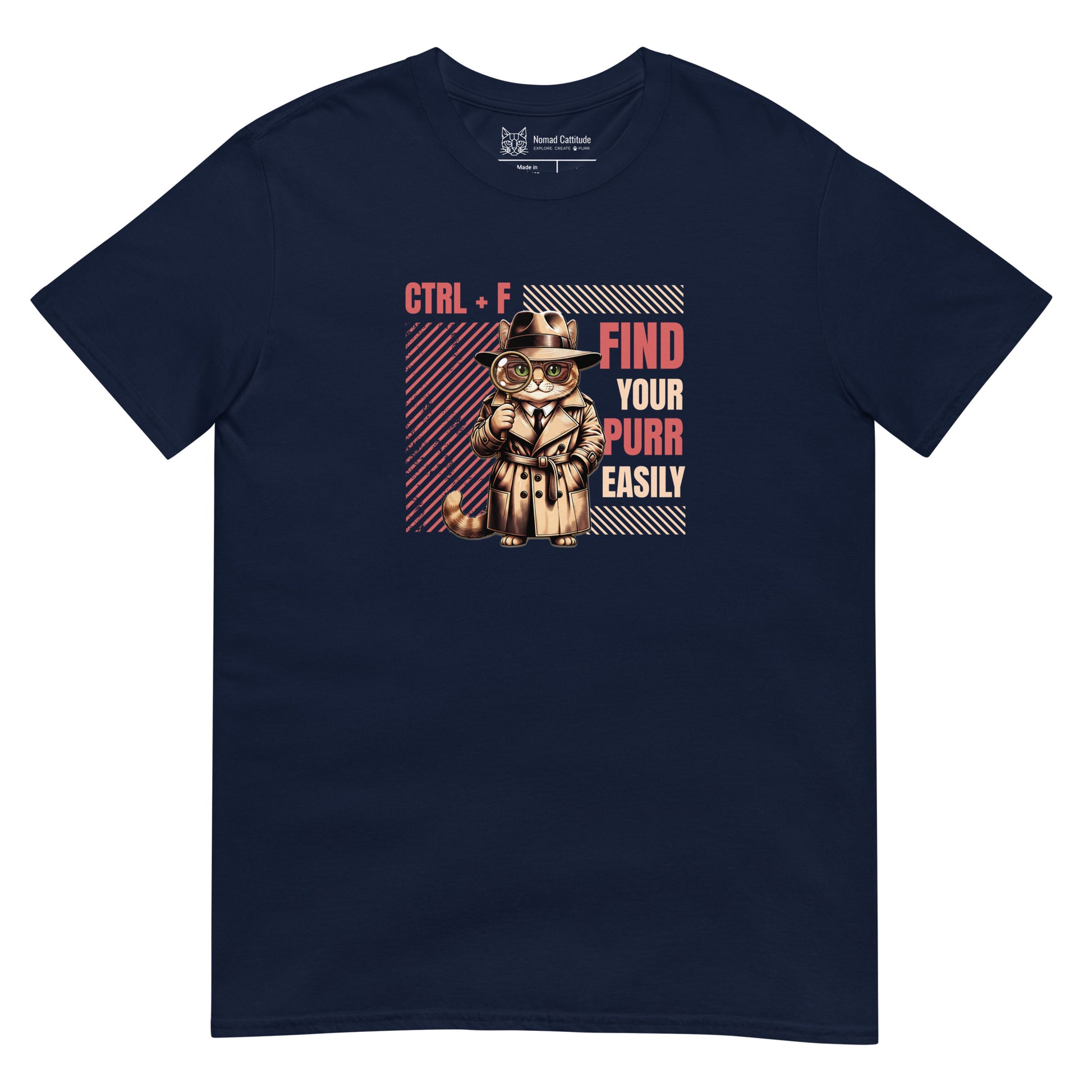 Cat themed graphic tee with funny print