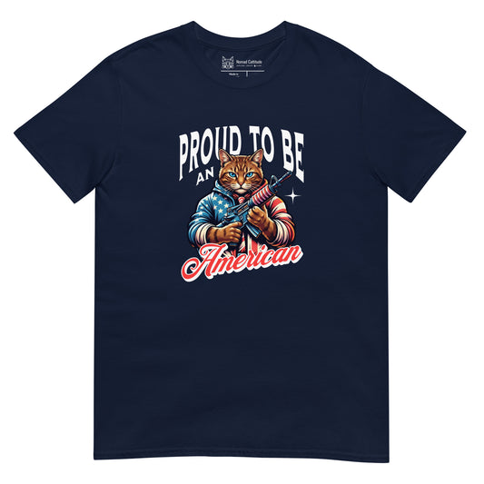 Cat in stars and stripes jacket patriotic graphic tee