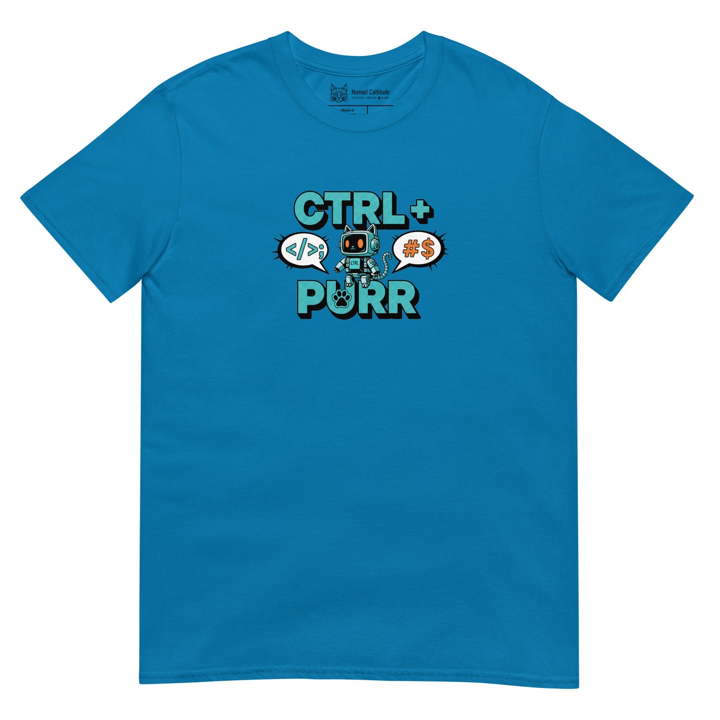 Cat themed graphic tee with funny print