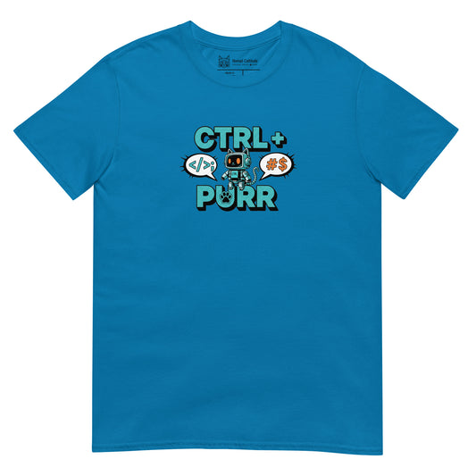 Cat themed graphic tee with funny print