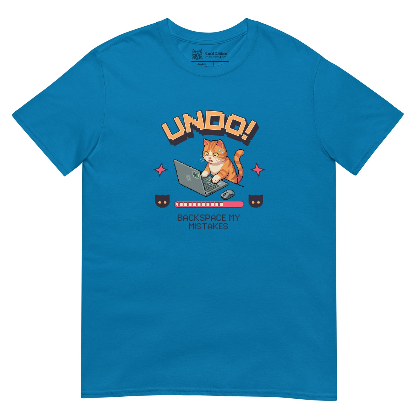 Cat themed graphic tee with funny print