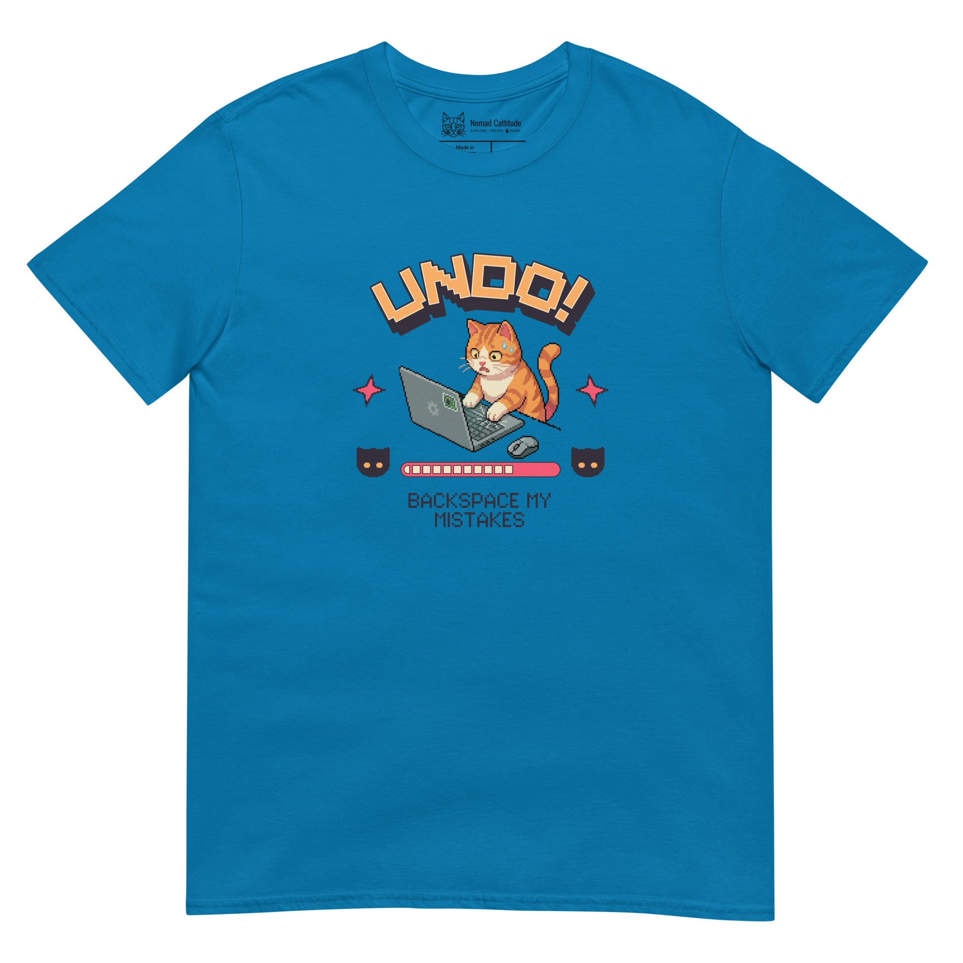 Cat themed graphic tee with funny print