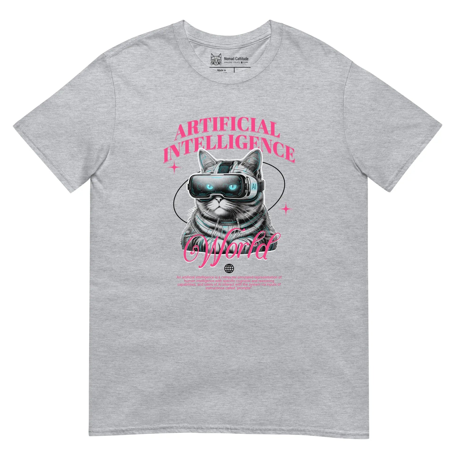Cat themed graphic tee with AI print