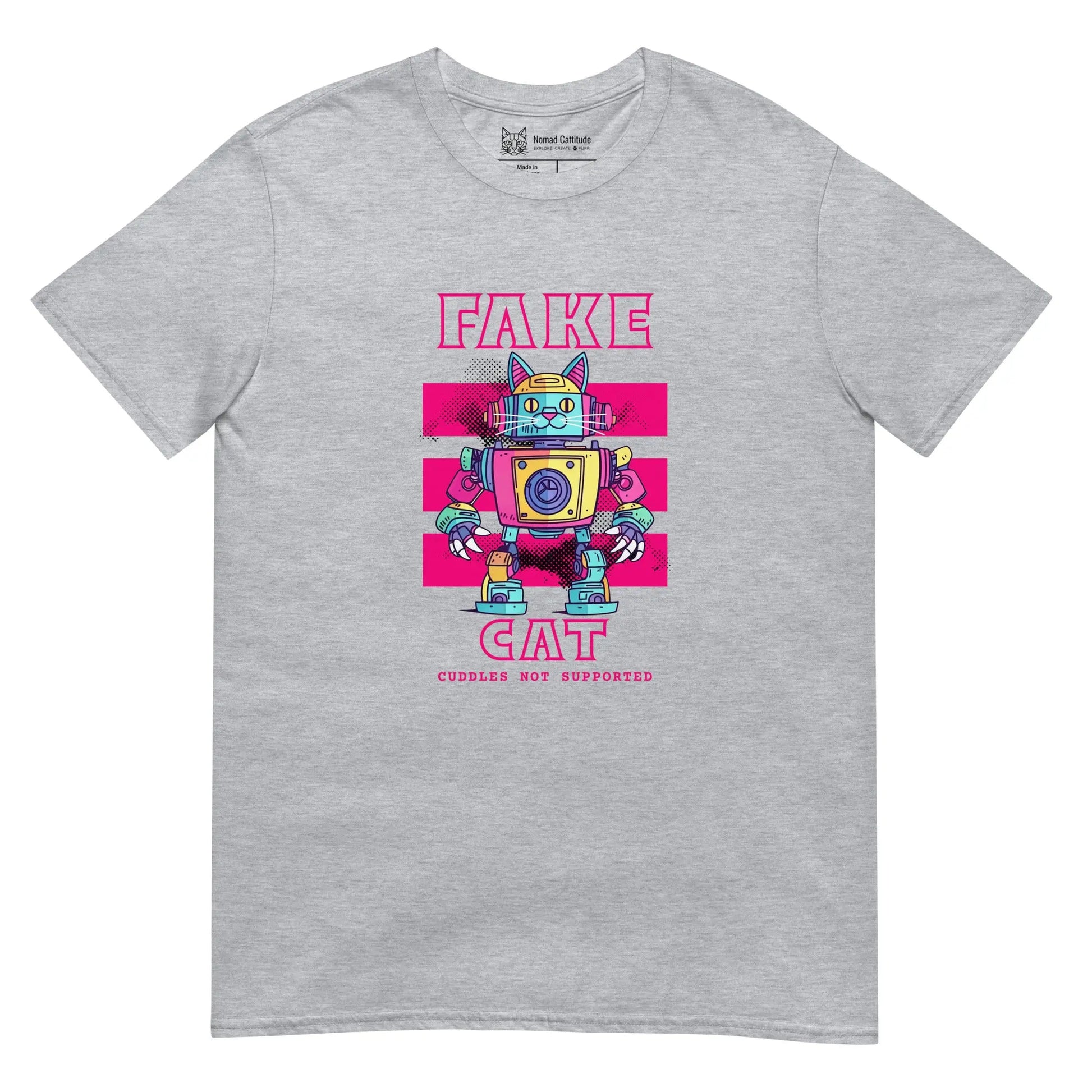 Cat themed graphic tee with fake cat print