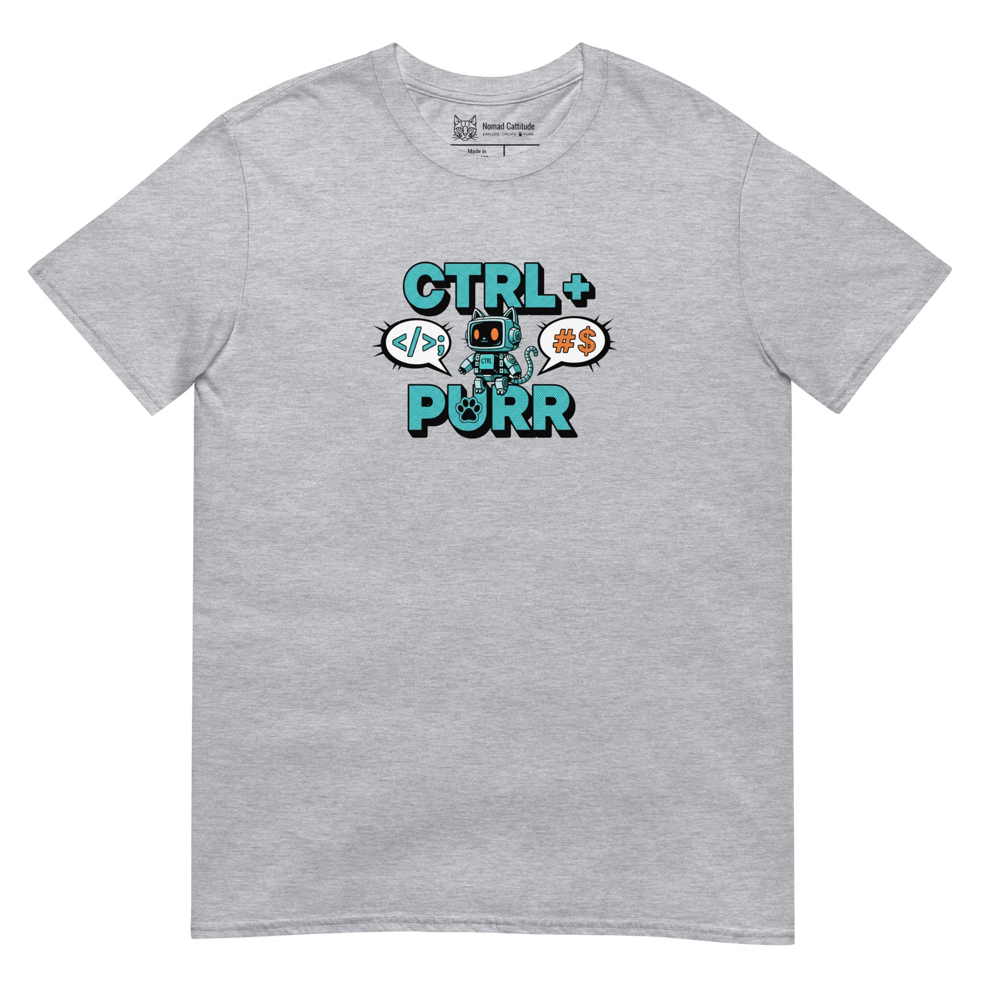 Cat themed graphic tee with funny print