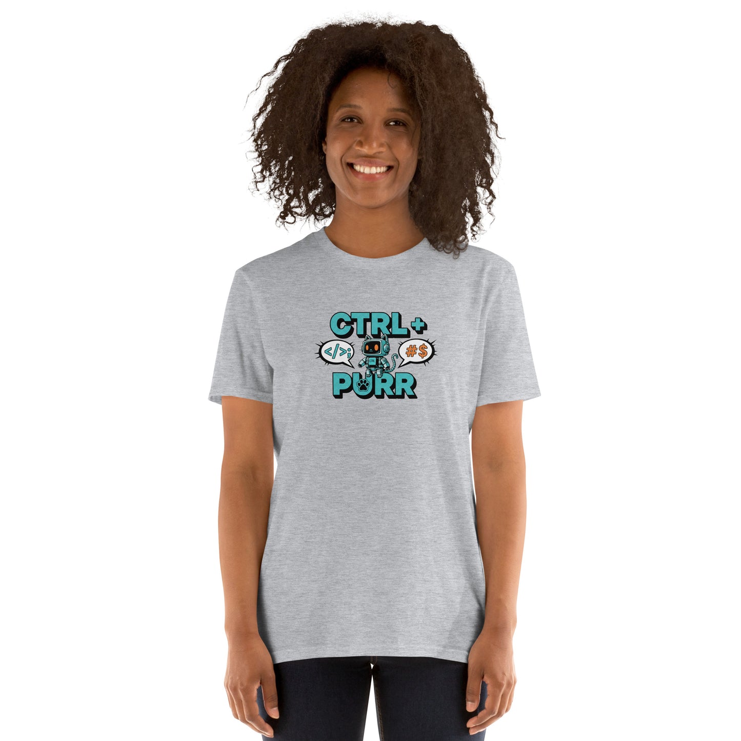 Cat themed graphic tee with funny print