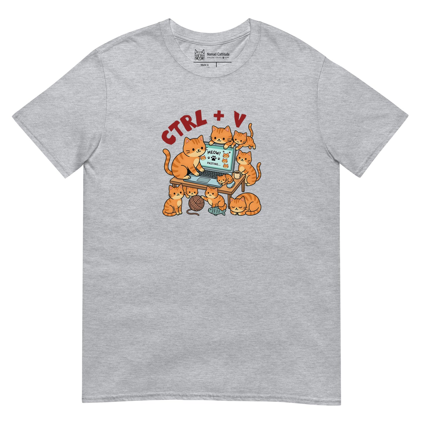 Cat themed graphic tee with funny print