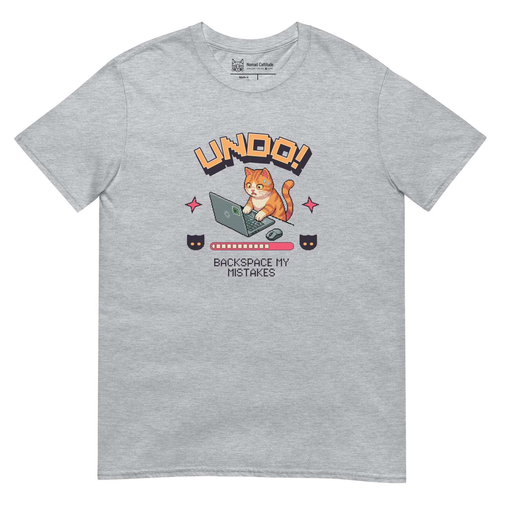 Cat themed graphic tee with funny print